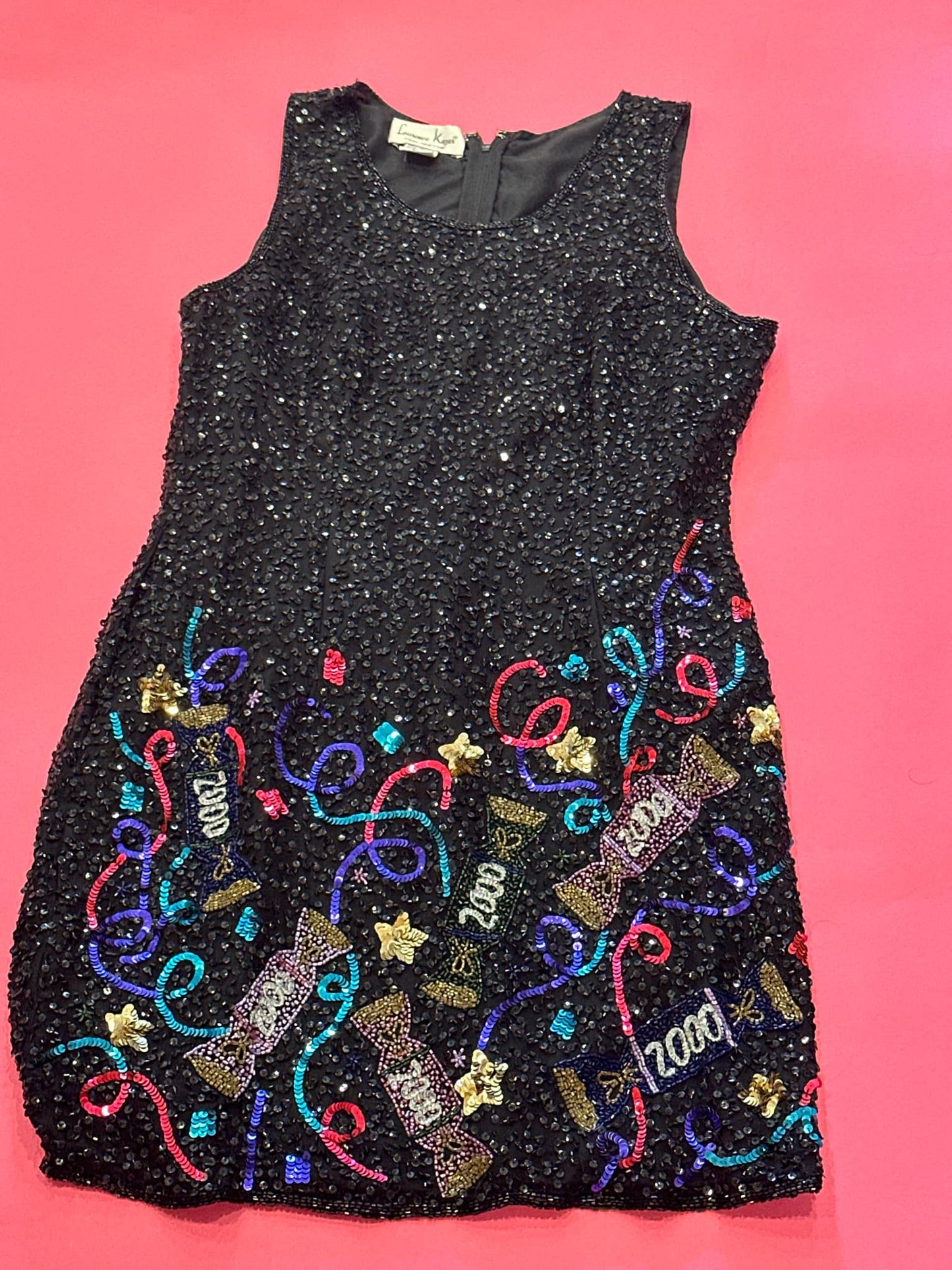 LAURENCE KAZAR VINTAGE* black sequin 2000's New Years party dress size XL (FITS MORE LIKE a MEDIUM-LARGE)