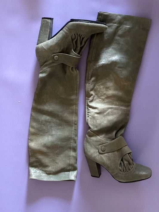 NINA RICCI Knee high Boots in GRAY Size (with Defects) Size EU 37 US 7