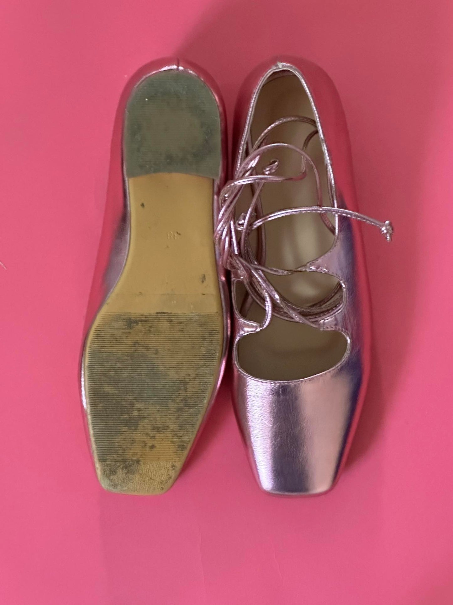 Metallic pink ballet flats size 38 (size us 8)