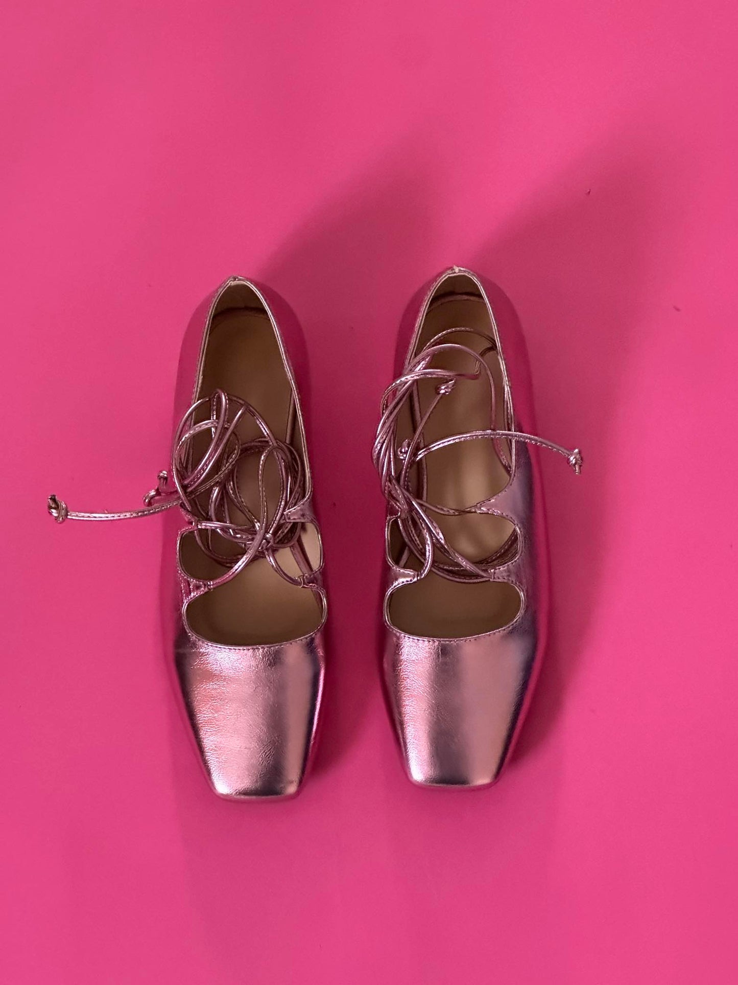 Metallic pink ballet flats size 38 (size us 8)